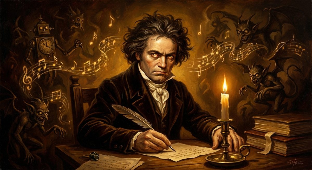 Kuenstlerisches Portrait eines romantischen Schriftstellers