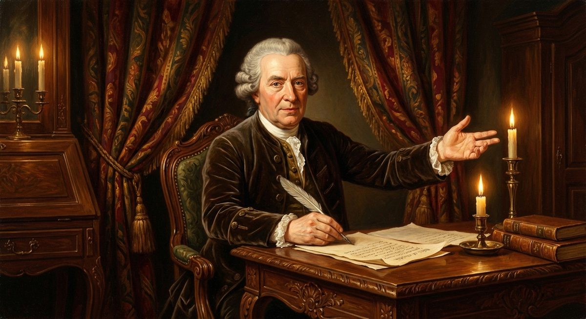 Historisches Portrait eines Dramatikers des 18. Jahrhunderts