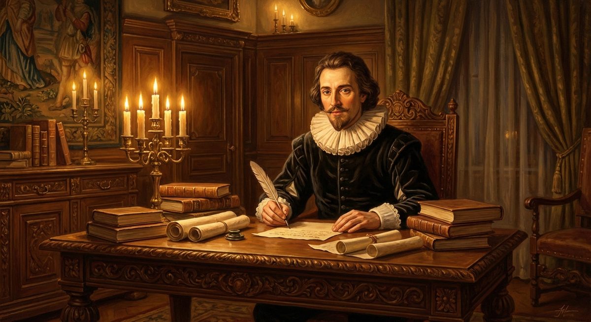 Barocker Dichter bei der Arbeit