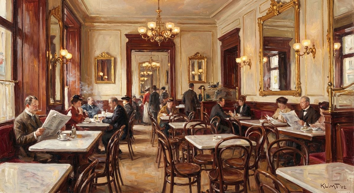 Elegantes Wiener Kaffeehaus um 1900