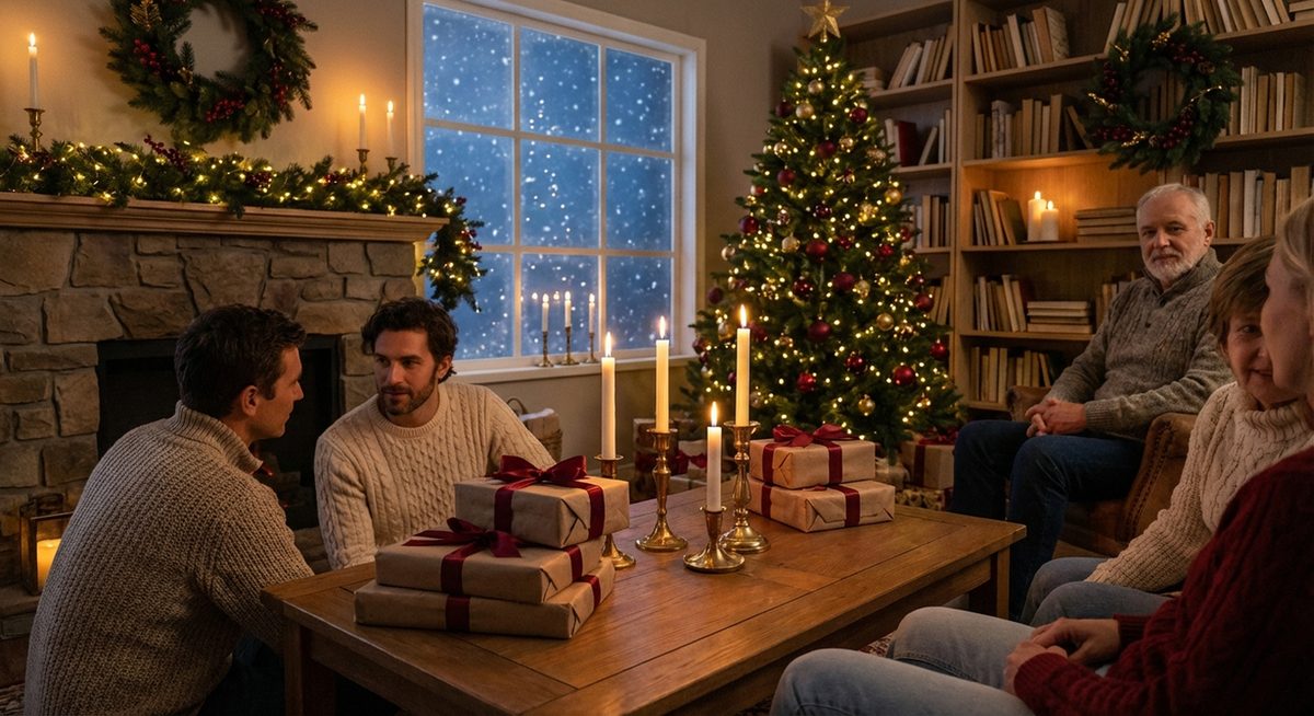 Winterfestliche Literaturszene im Dezember