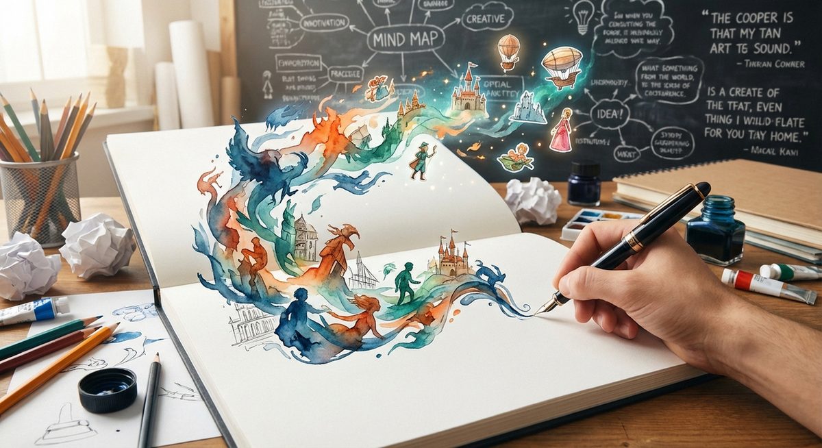 Schreibtisch mit Notizbuch und Stift