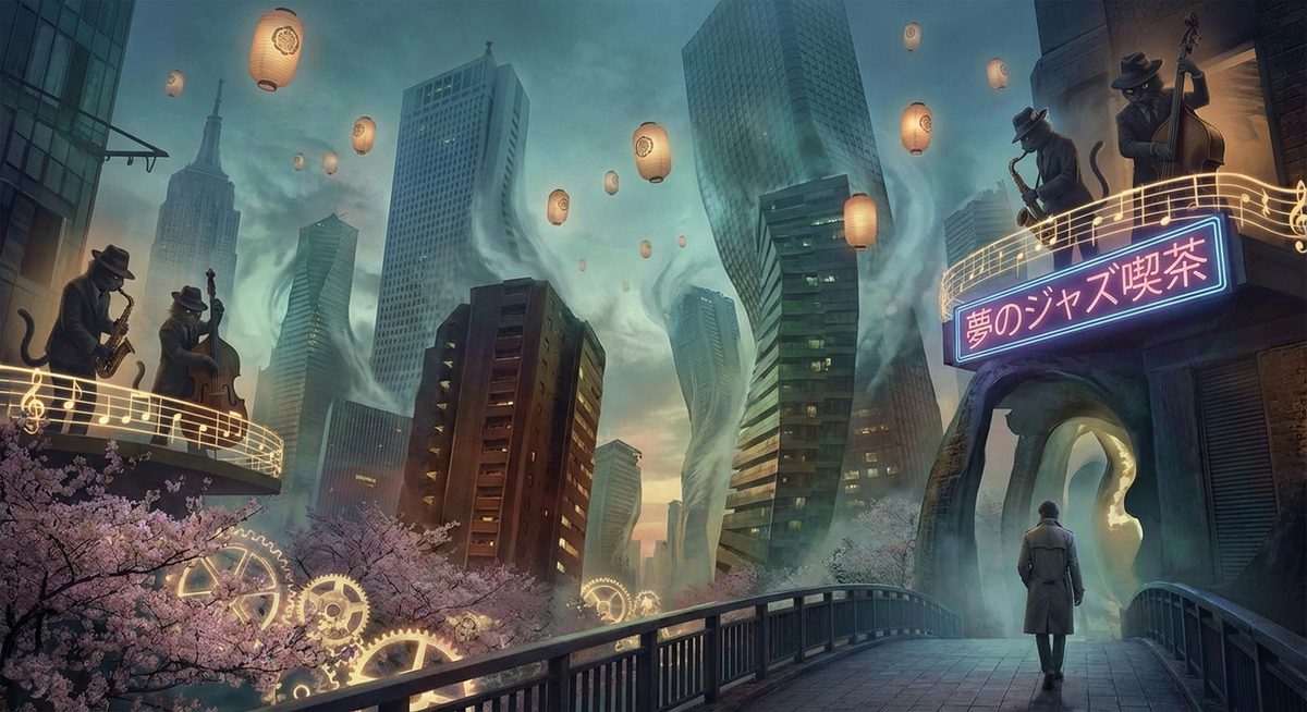 Surreale Traumwelt im Stil Murakamis